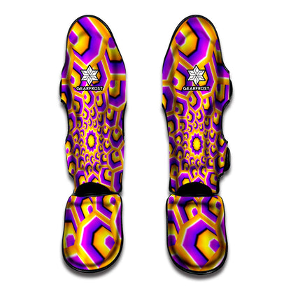 Yellow Hive Moving Optical Illusion Muay Thai Shin Guard