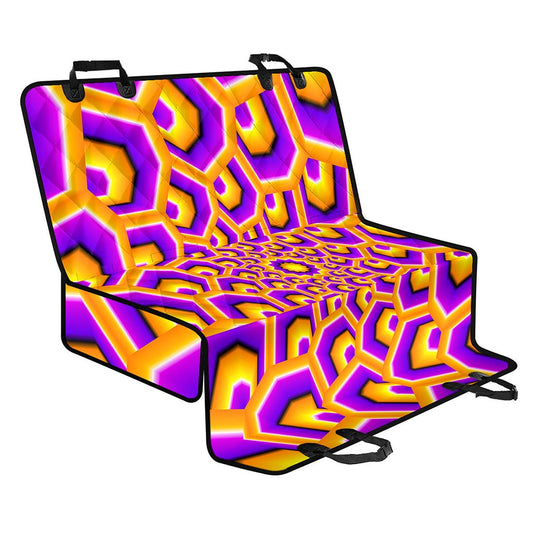 Yellow Hive Moving Optical Illusion Pet Car Back Seat Cover