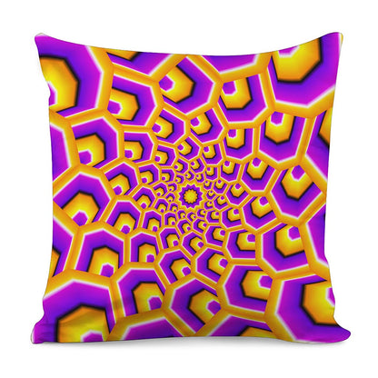 Yellow Hive Moving Optical Illusion Pillow Cover