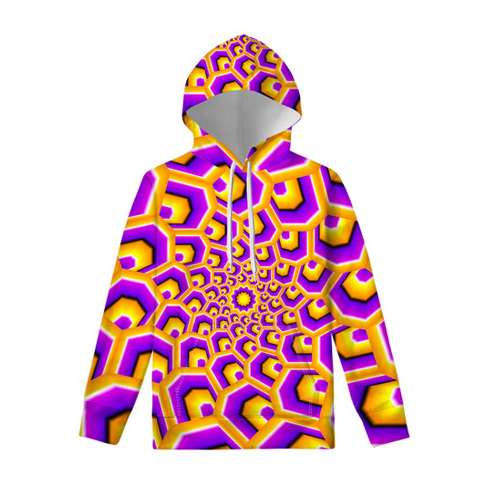 Yellow Hive Moving Optical Illusion Pullover Hoodie