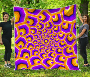 Yellow Hive Moving Optical Illusion Quilt