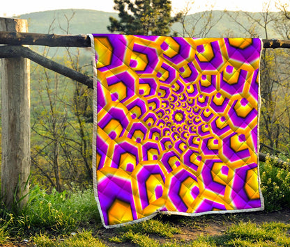 Yellow Hive Moving Optical Illusion Quilt
