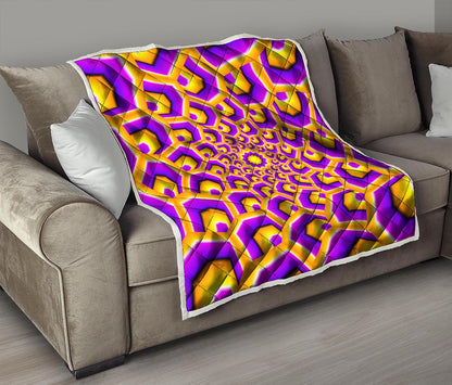 Yellow Hive Moving Optical Illusion Quilt