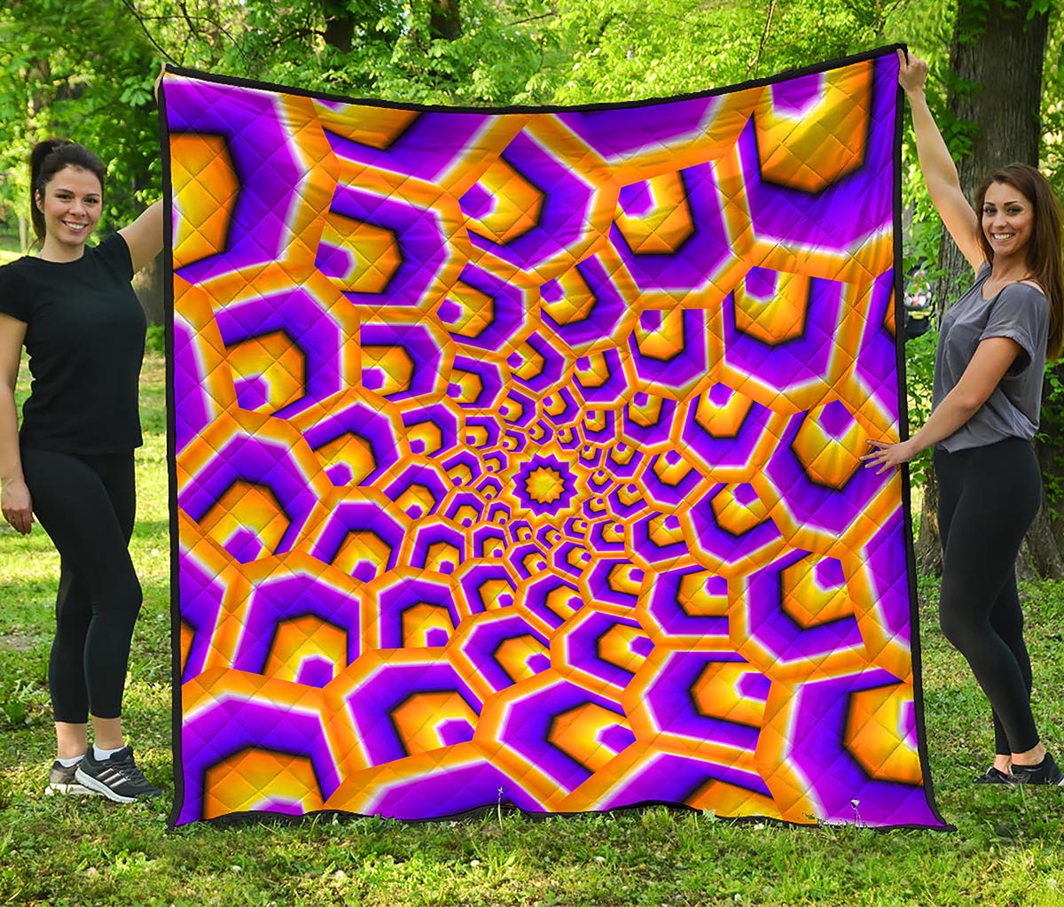 Yellow Hive Moving Optical Illusion Quilt