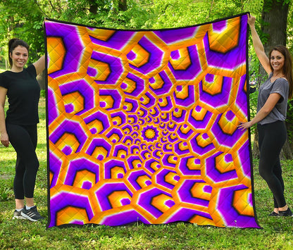 Yellow Hive Moving Optical Illusion Quilt