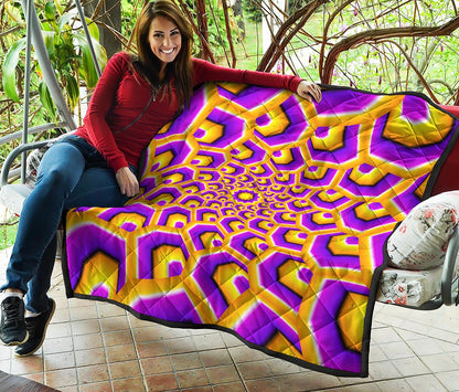 Yellow Hive Moving Optical Illusion Quilt