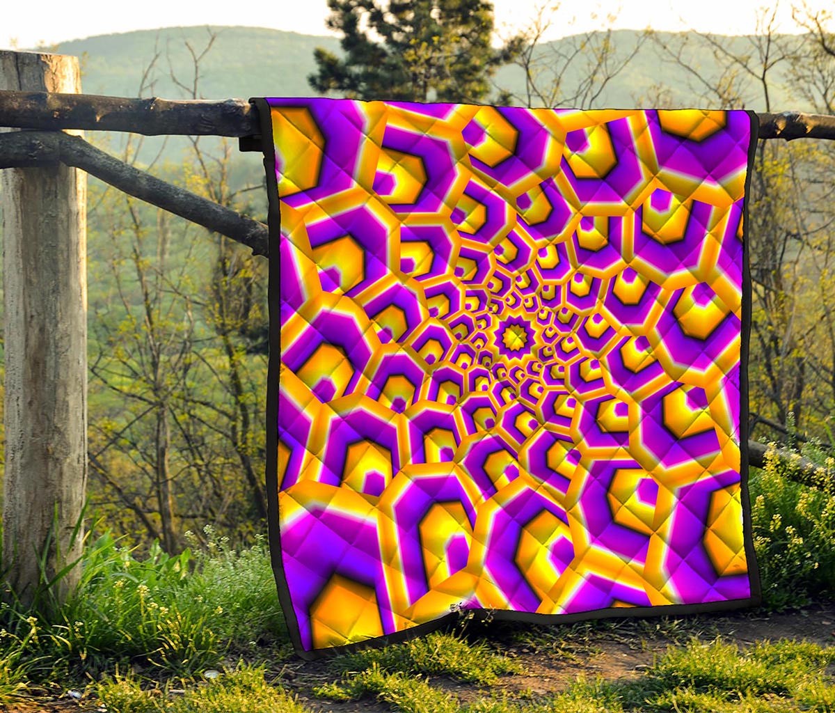 Yellow Hive Moving Optical Illusion Quilt