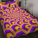 Yellow Hive Moving Optical Illusion Quilt Bed Set