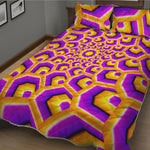 Yellow Hive Moving Optical Illusion Quilt Bed Set