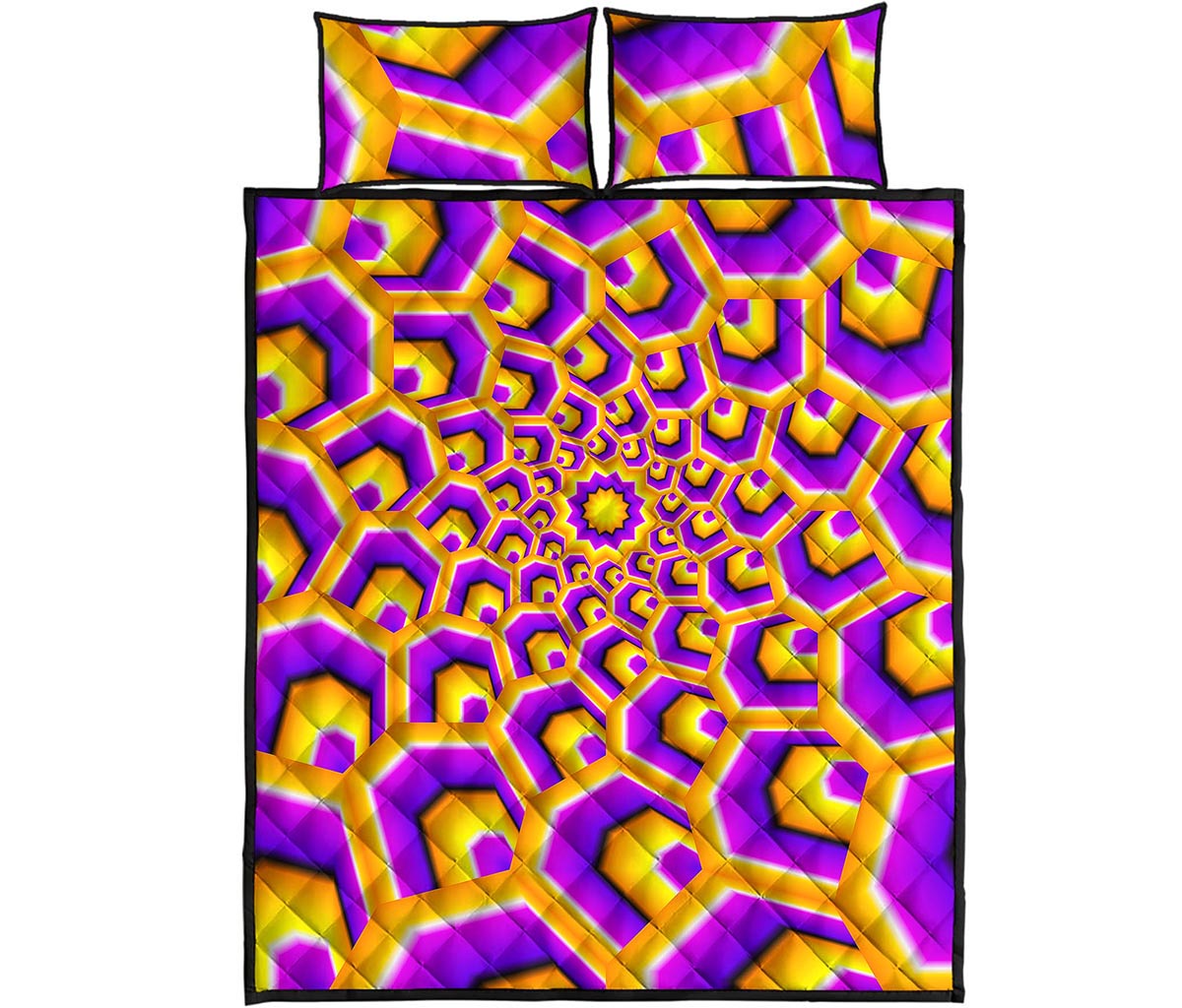 Yellow Hive Moving Optical Illusion Quilt Bed Set