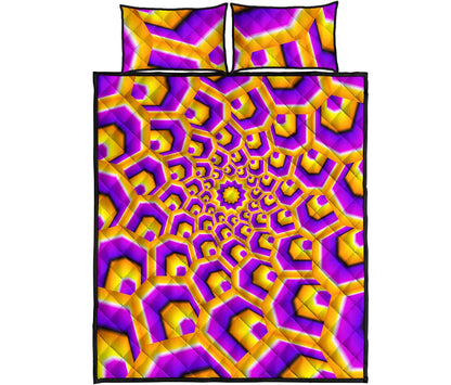 Yellow Hive Moving Optical Illusion Quilt Bed Set