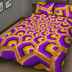 Yellow Hive Moving Optical Illusion Quilt Bed Set