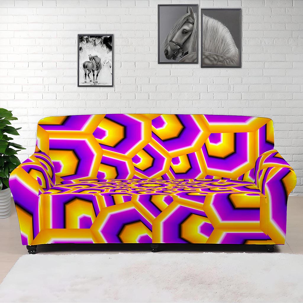 Yellow Hive Moving Optical Illusion Sofa Cover