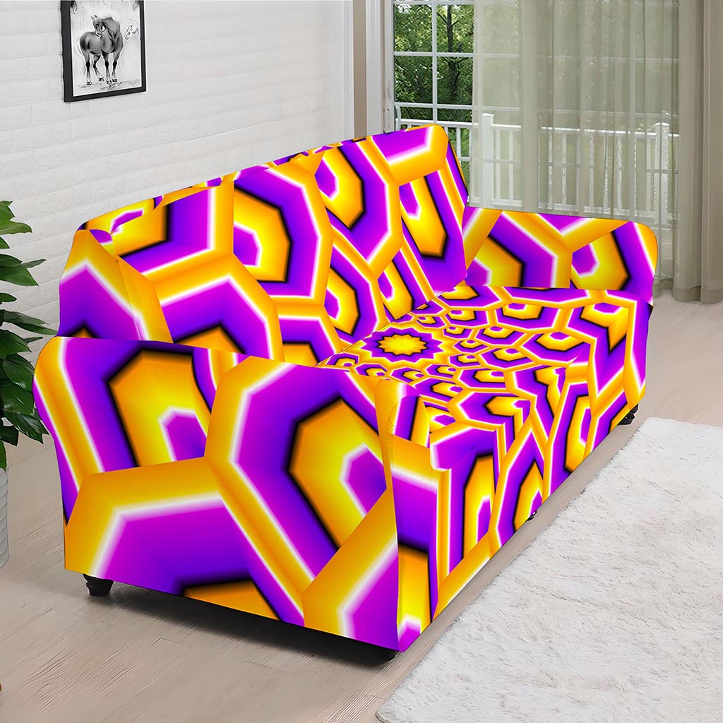 Yellow Hive Moving Optical Illusion Sofa Cover