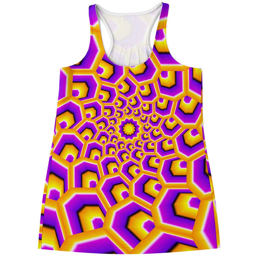 Yellow Hive Moving Optical Illusion Women's Racerback Tank Top