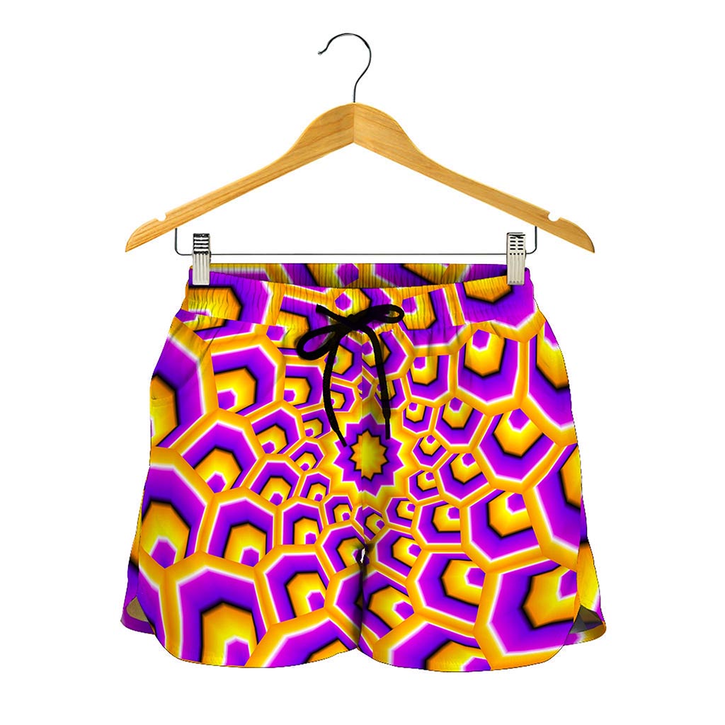 Yellow Hive Moving Optical Illusion Women's Shorts