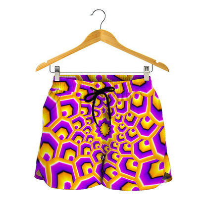 Yellow Hive Moving Optical Illusion Women's Shorts