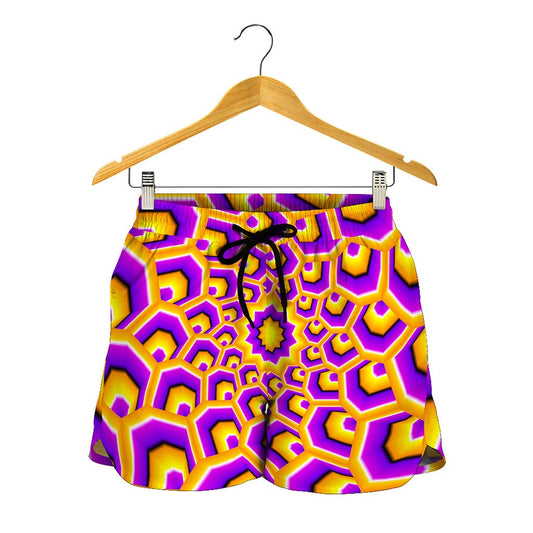 Yellow Hive Moving Optical Illusion Women's Shorts