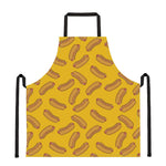 Yellow Hot Dog Pattern Print Apron