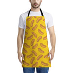 Yellow Hot Dog Pattern Print Apron