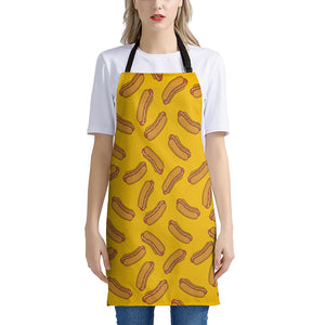 Yellow Hot Dog Pattern Print Apron