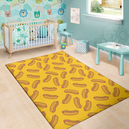 Yellow Hot Dog Pattern Print Area Rug