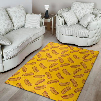 Yellow Hot Dog Pattern Print Area Rug
