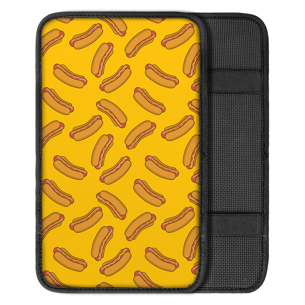 Yellow Hot Dog Pattern Print Car Center Console Cover