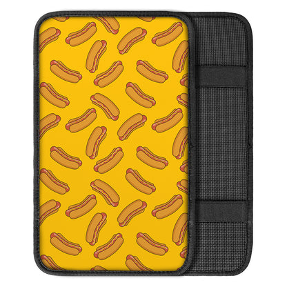 Yellow Hot Dog Pattern Print Car Center Console Cover