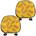 Yellow Hot Dog Pattern Print Car Headrest Covers