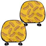 Yellow Hot Dog Pattern Print Car Headrest Covers