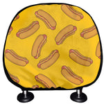 Yellow Hot Dog Pattern Print Car Headrest Covers