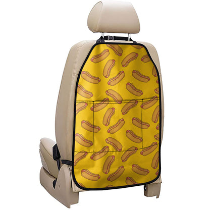 Yellow Hot Dog Pattern Print Car Seat Organizers
