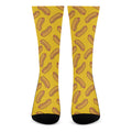 Yellow Hot Dog Pattern Print Crew Socks