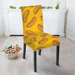 Yellow Hot Dog Pattern Print Dining Chair Slipcover
