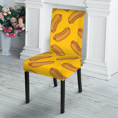 Yellow Hot Dog Pattern Print Dining Chair Slipcover