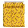 Yellow Hot Dog Pattern Print Duvet Cover Bedding Set