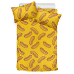 Yellow Hot Dog Pattern Print Duvet Cover Bedding Set