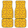 Yellow Hot Dog Pattern Print Front and Back Car Floor Mats