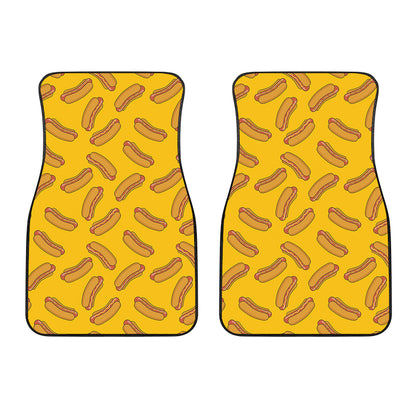 Yellow Hot Dog Pattern Print Front Car Floor Mats