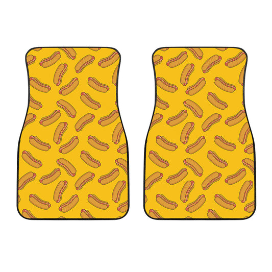 Yellow Hot Dog Pattern Print Front Car Floor Mats