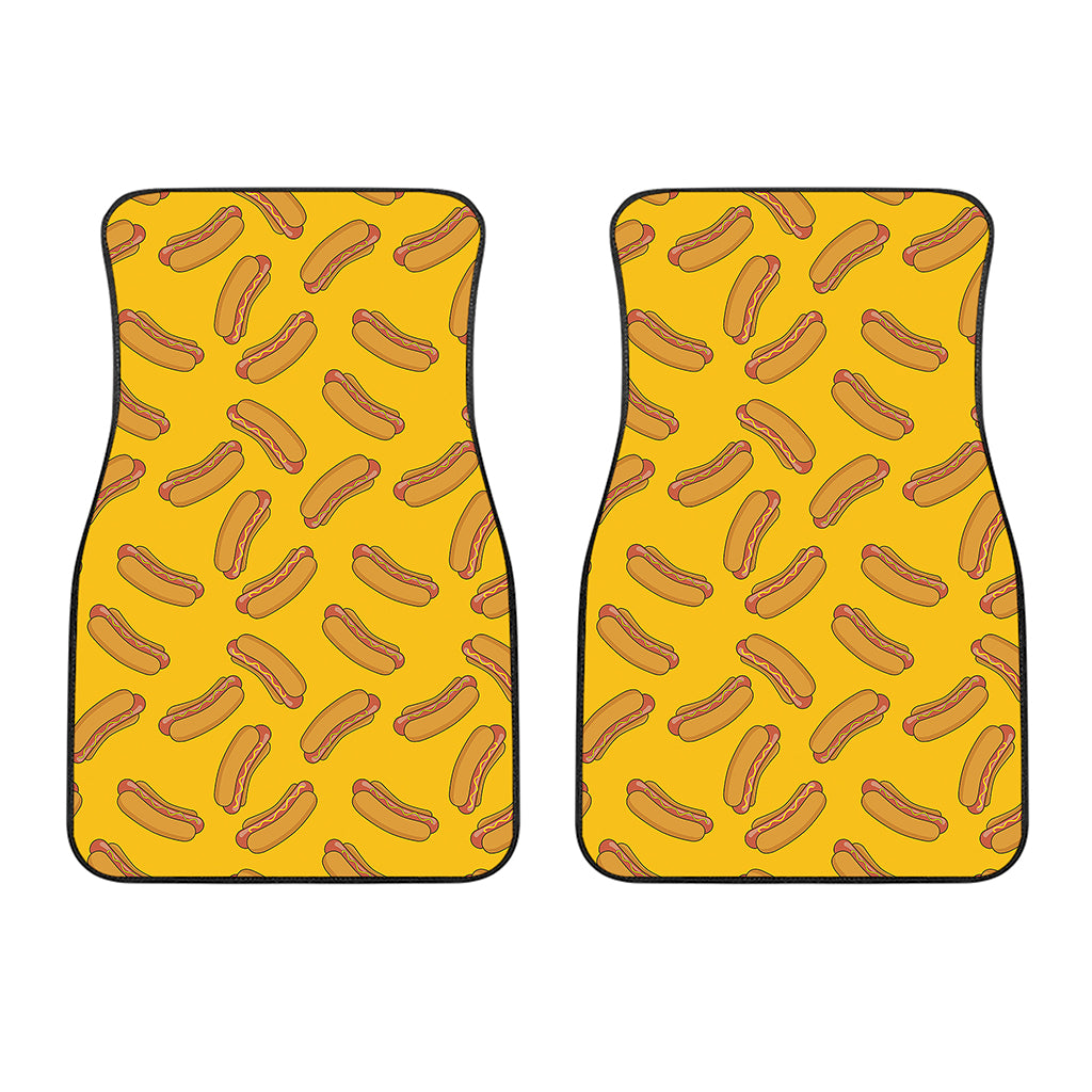 Yellow Hot Dog Pattern Print Front Car Floor Mats