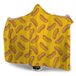 Yellow Hot Dog Pattern Print Hooded Blanket