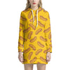 Yellow Hot Dog Pattern Print Hoodie Dress