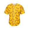 Yellow Hot Dog Pattern Print Men's Baseball Jersey