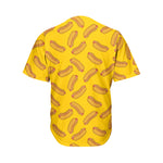 Yellow Hot Dog Pattern Print Men's Baseball Jersey