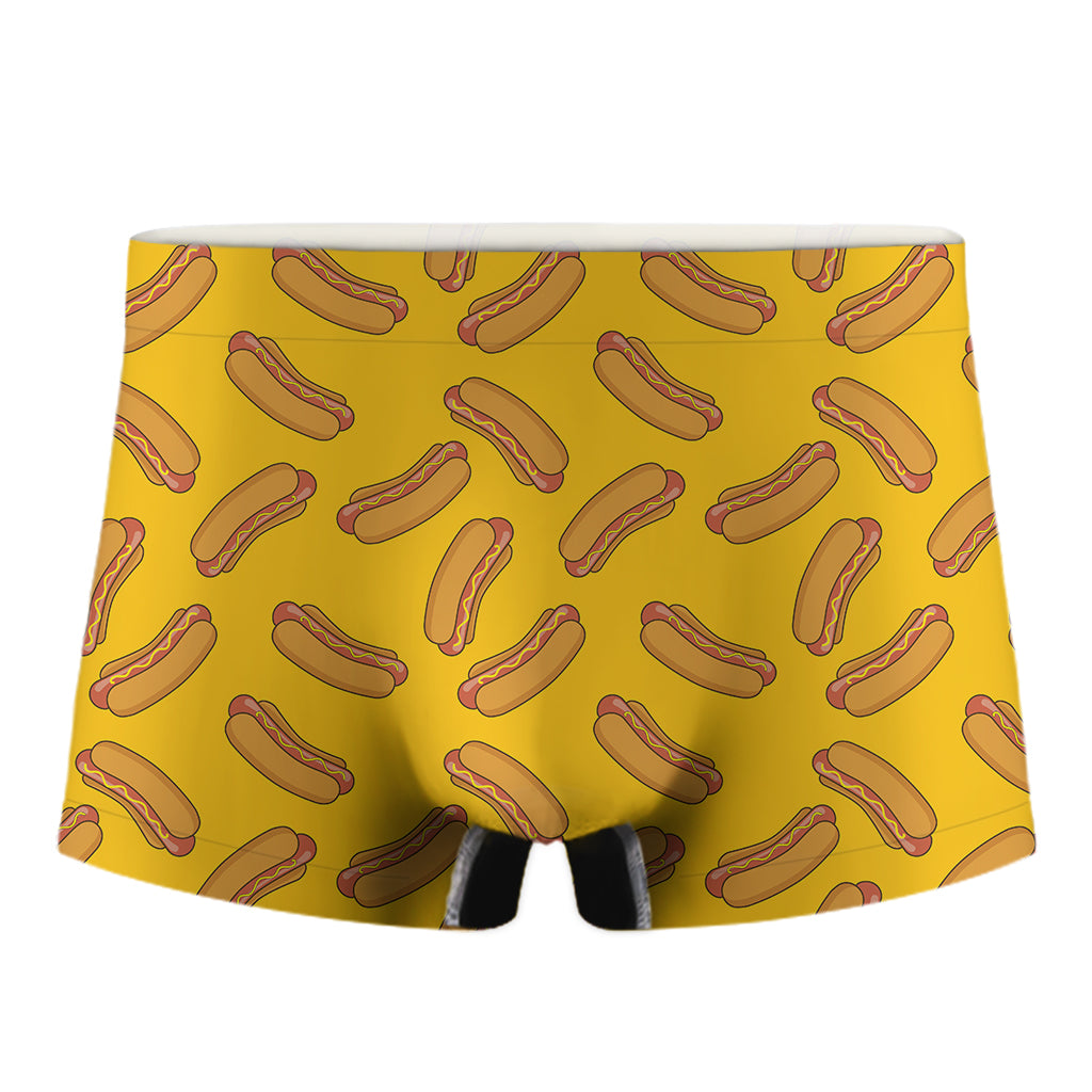 Yellow Hot Dog Pattern Print Men's Boxer Briefs