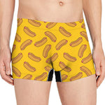 Yellow Hot Dog Pattern Print Men's Boxer Briefs