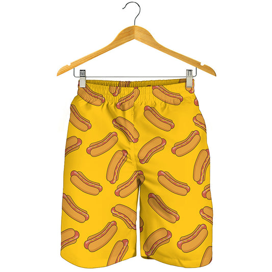 Yellow Hot Dog Pattern Print Men's Shorts