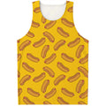 Yellow Hot Dog Pattern Print Men's Tank Top